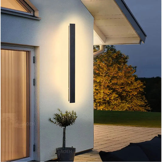 Lange Villa Wandleuchte Schwarz, wasserdichte IP65 Aluminium Acryl LED Außenwandleuchte Cleverandsmart