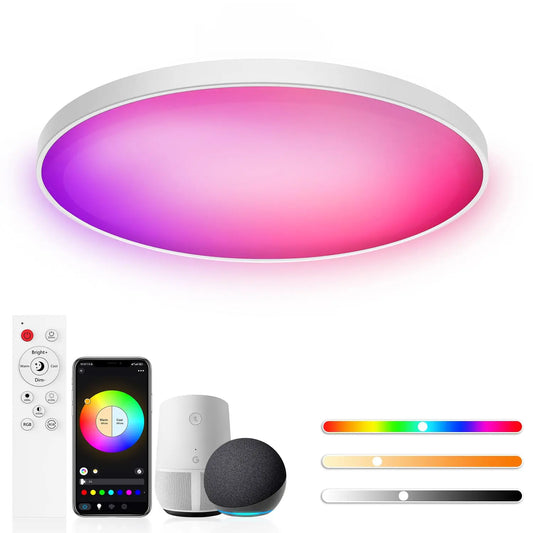 Deckenlampe LED 30W, RGB Deckenleuchte Rund 2700K-6500K Cleverandsmart