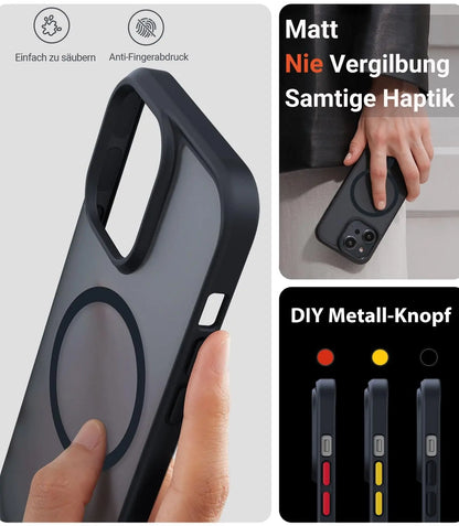 TORRAS Guardian-Mag für iPhone 16 Hülle für MagSafe (TOP Militärschutz & Magnetkraft) Matt Durchscheinende Rückseite Hülle für iPhone 16 Case Dünn Schwarz - Cleverandsmart