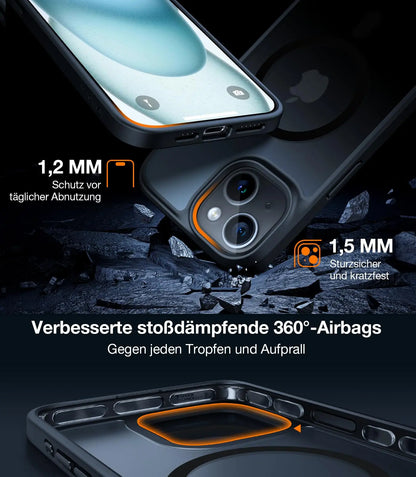 TORRAS Guardian-Mag für iPhone 16 Hülle für MagSafe (TOP Militärschutz & Magnetkraft) Matt Durchscheinende Rückseite Hülle für iPhone 16 Case Dünn Schwarz - Cleverandsmart