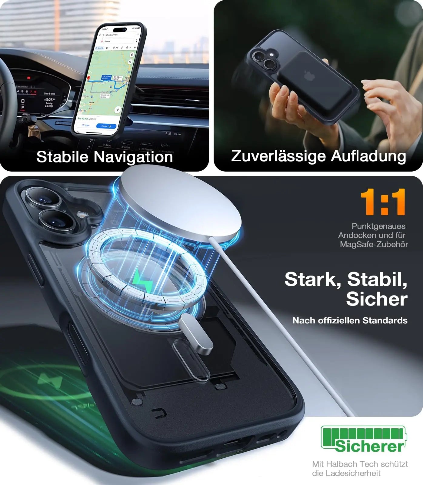 TORRAS Guardian-Mag für iPhone 16 Hülle für MagSafe (TOP Militärschutz & Magnetkraft) Matt Durchscheinende Rückseite Hülle für iPhone 16 Case Dünn Schwarz - Cleverandsmart