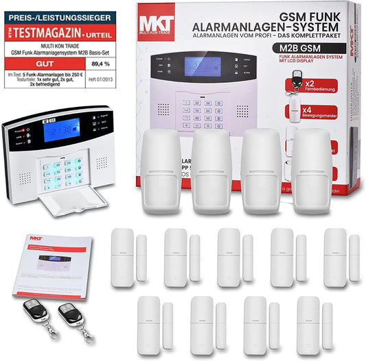 M2B GSM Funk Alarmanlage mit LCD Display – umfangreiches Alarmanlagen Komplett-Set Cleverandsmart
