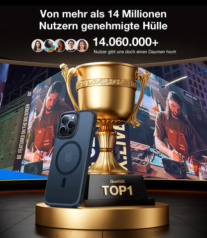TORRAS Guardian-Mag für iPhone 16 Hülle für MagSafe (TOP Militärschutz & Magnetkraft) Matt Durchscheinende Rückseite Hülle für iPhone 16 Case Dünn Schwarz - Cleverandsmart