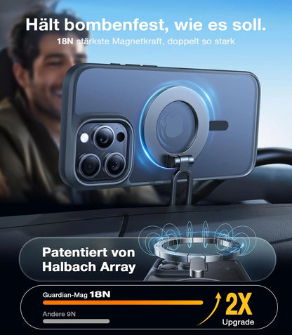 TORRAS Guardian-Mag für iPhone 16 Hülle für MagSafe (TOP Militärschutz & Magnetkraft) Matt Durchscheinende Rückseite Hülle für iPhone 16 Case Dünn Schwarz - Cleverandsmart