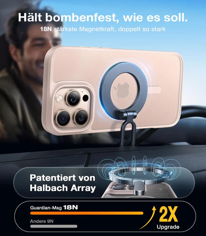 TORRAS Guardian-Mag für iPhone 16 Hülle für MagSafe (TOP Militärschutz & Magnetkraft) Matt Durchscheinende Rückseite Hülle für iPhone 16 Case Dünn Schwarz - Cleverandsmart