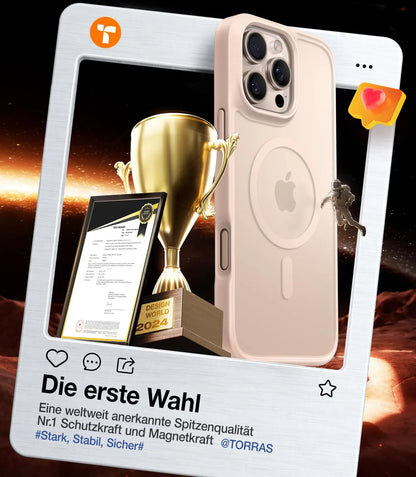 TORRAS Guardian-Mag für iPhone 16 Hülle für MagSafe (TOP Militärschutz & Magnetkraft) Matt Durchscheinende Rückseite Hülle für iPhone 16 Case Dünn Schwarz - Cleverandsmart