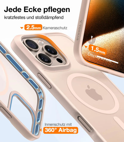 TORRAS Guardian-Mag für iPhone 16 Hülle für MagSafe (TOP Militärschutz & Magnetkraft) Matt Durchscheinende Rückseite Hülle für iPhone 16 Case Dünn Schwarz - Cleverandsmart
