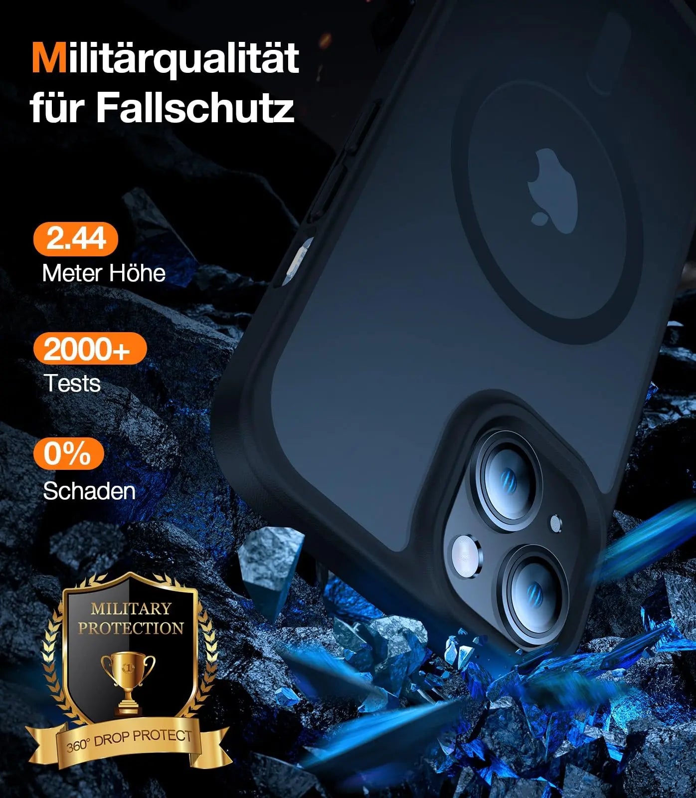 TORRAS Guardian-Mag für iPhone 16 Hülle für MagSafe (TOP Militärschutz & Magnetkraft) Matt Durchscheinende Rückseite Hülle für iPhone 16 Case Dünn Schwarz - Cleverandsmart
