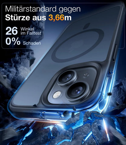 TORRAS Guardian-Mag für iPhone 16 Hülle für MagSafe (TOP Militärschutz & Magnetkraft) Matt Durchscheinende Rückseite Hülle für iPhone 16 Case Dünn Schwarz - Cleverandsmart